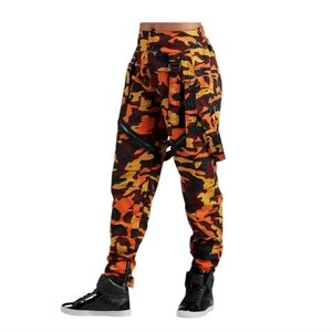 Camoflauge Faux Suspenders Dance Pants Orange Adult Large Unisex Balera Pop Star